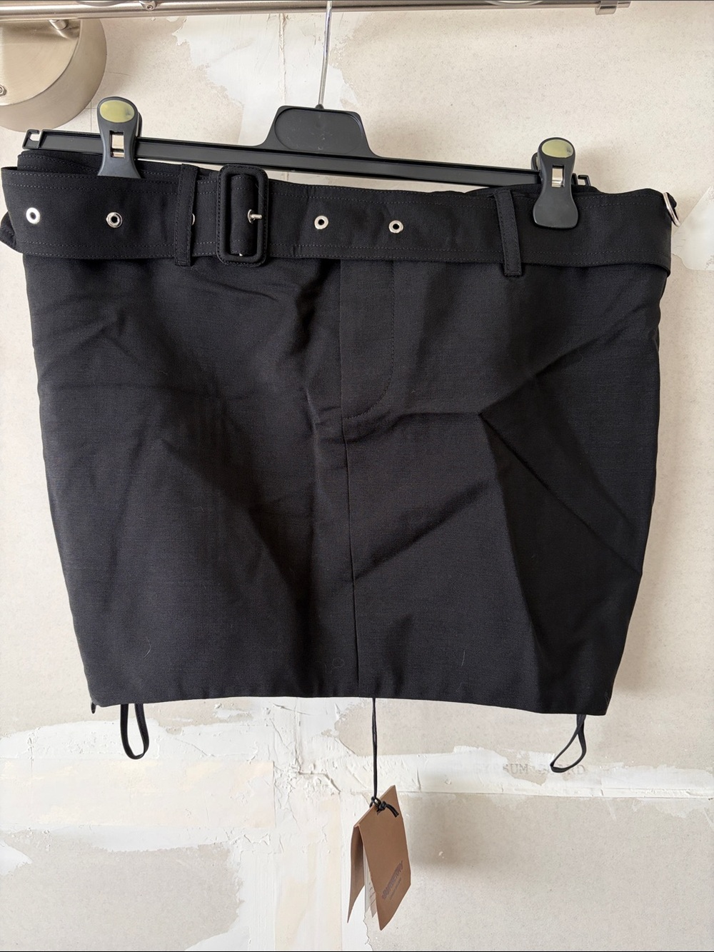 NWT Burberry Black Mini Skirt with trench style belt size 6